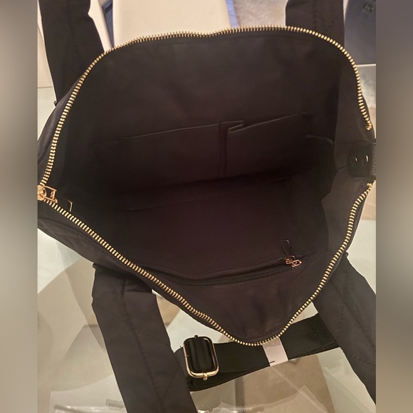 Black Quilted Tote with Brown Accents - Picture 3 of 4